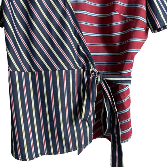 BCBGeneration Red & Blue Mixed Print Wrap Top Size Large New with Tag - Picture 5 of 11